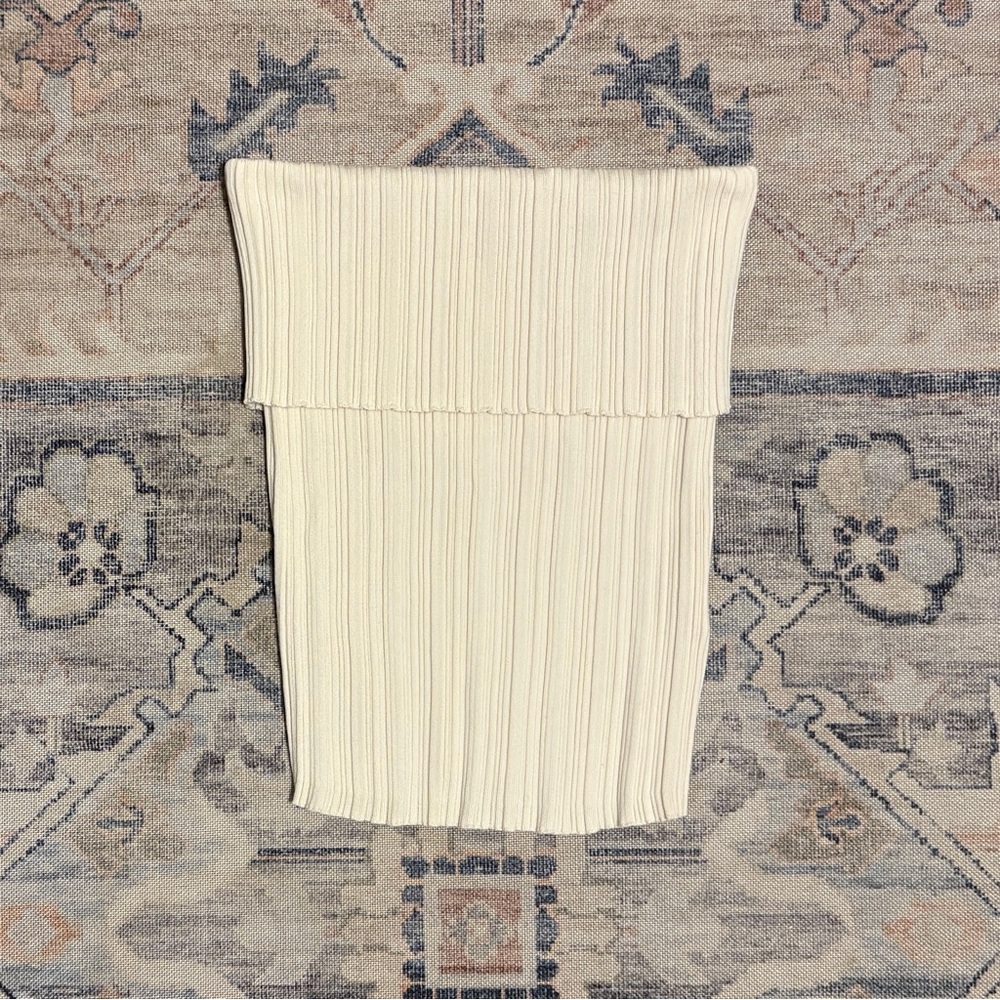 Stories Cream Ribbed Tube Top